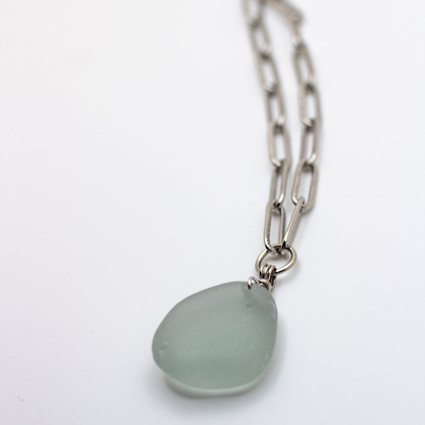 Lake Erie Gray Beach Glass Necklace