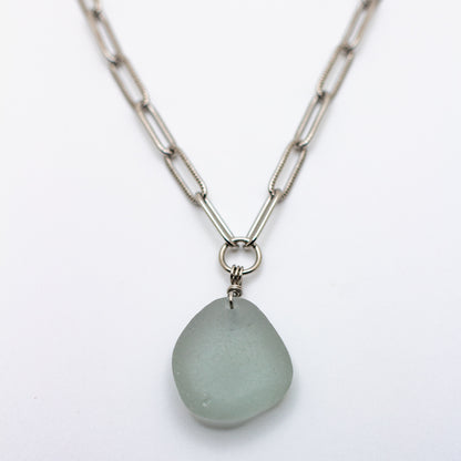 Lake Erie Gray Beach Glass Necklace