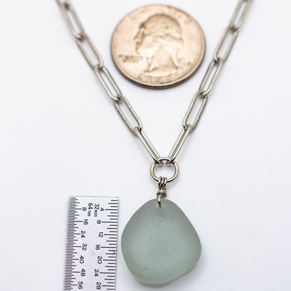 Lake Erie Gray Beach Glass Necklace