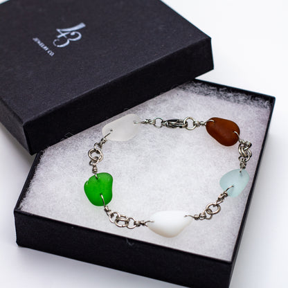 Lake Erie Beach Glass Bracelet - Aqua, Green, Milk, Clear, Amber