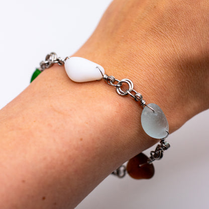 Lake Erie Beach Glass Bracelet - Aqua, Green, Milk, Clear, Amber