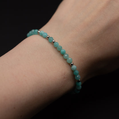 Microfaceted Amazonite Gemstone Bracelet