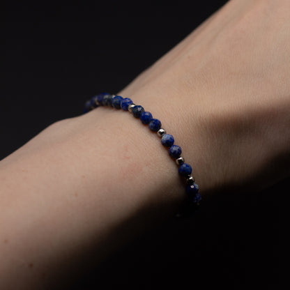 Microfaceted Lapis Lazuli Gemstone Bracelet