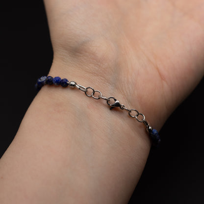 Microfaceted Lapis Lazuli Gemstone Bracelet