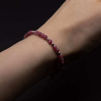 Microfaceted Pink Tourmaline Gemstone Bracelet