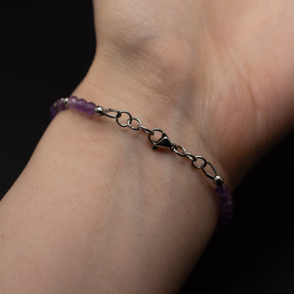 Microfaceted Amethyst Gemstone Bracelet