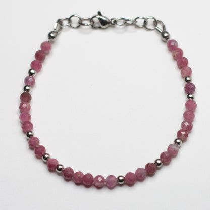 Microfaceted Pink Tourmaline Gemstone Bracelet