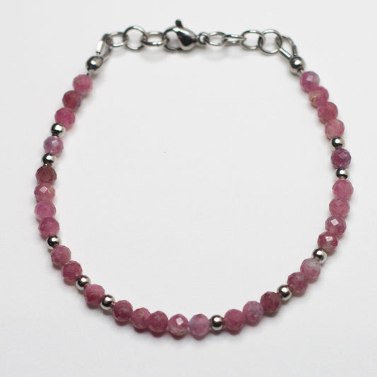 Microfaceted Pink Tourmaline Gemstone Bracelet