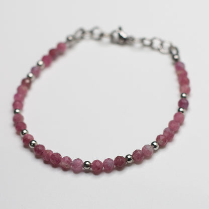 Microfaceted Pink Tourmaline Gemstone Bracelet