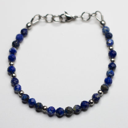 Microfaceted Lapis Lazuli Gemstone Bracelet