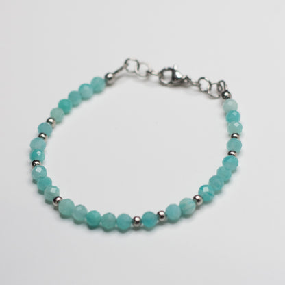 Microfaceted Amazonite Gemstone Bracelet
