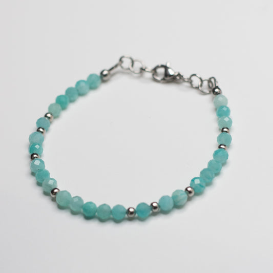 Microfaceted Amazonite Gemstone Bracelet