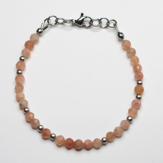 Microfaceted Sunstone Gemstone Bracelet