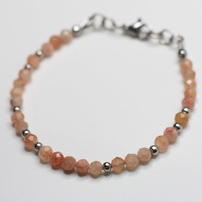 Microfaceted Sunstone Gemstone Bracelet