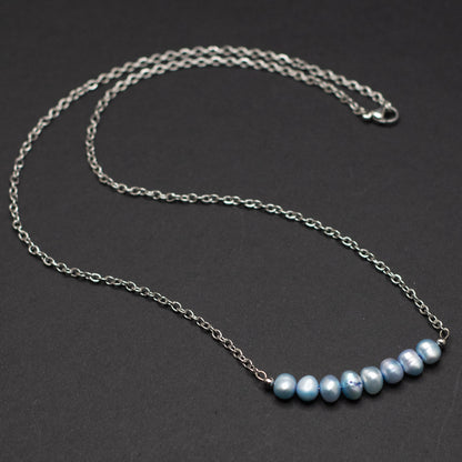Blue Freshwater Pearl Bar Necklace