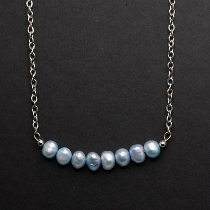 Blue Freshwater Pearl Bar Necklace