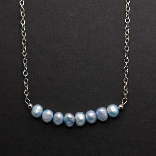 Blue Freshwater Pearl Bar Necklace