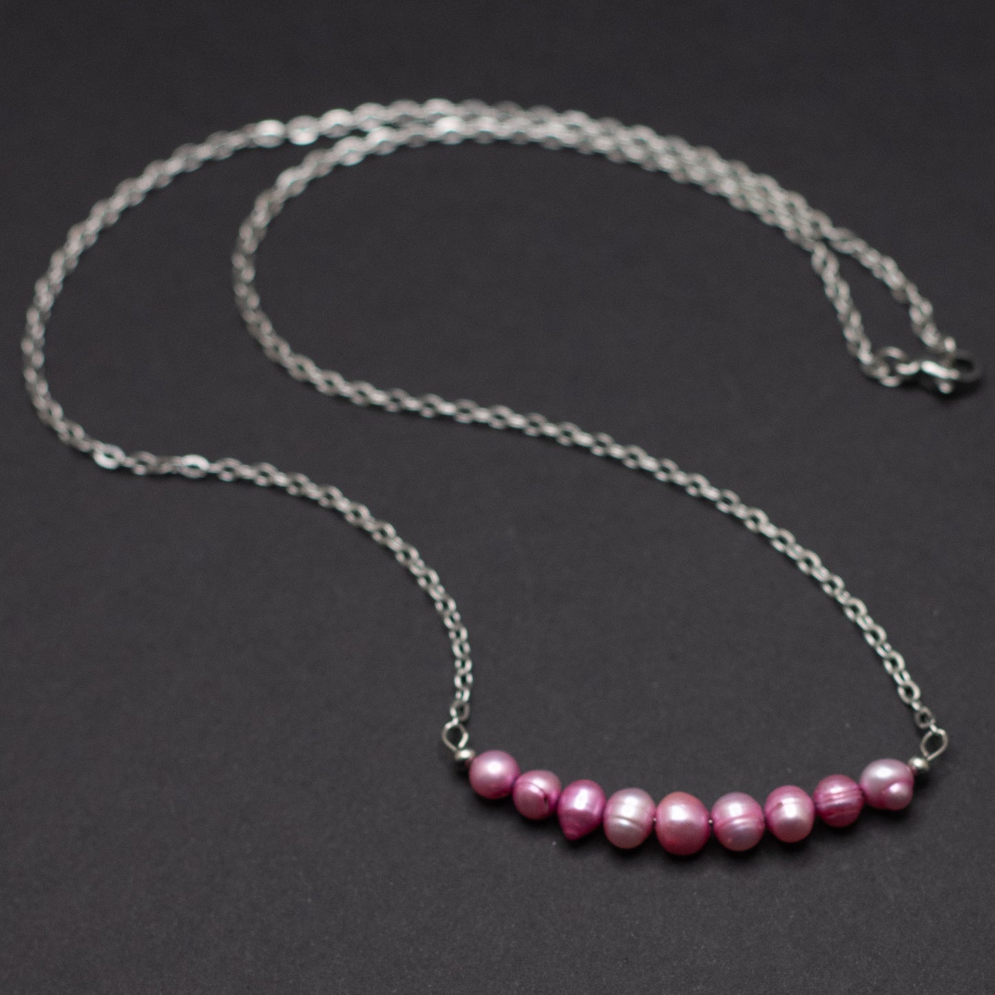 Pink Freshwater Pearl Bar Necklace
