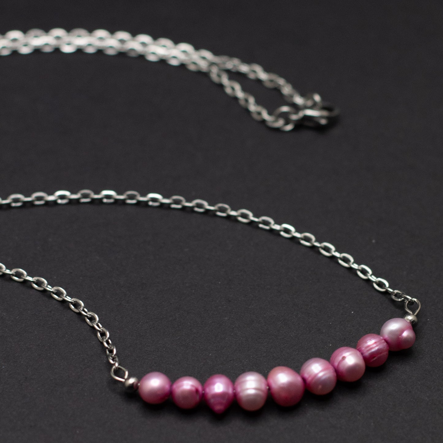 Pink Freshwater Pearl Bar Necklace