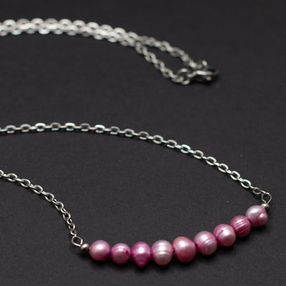 Pink Freshwater Pearl Bar Necklace