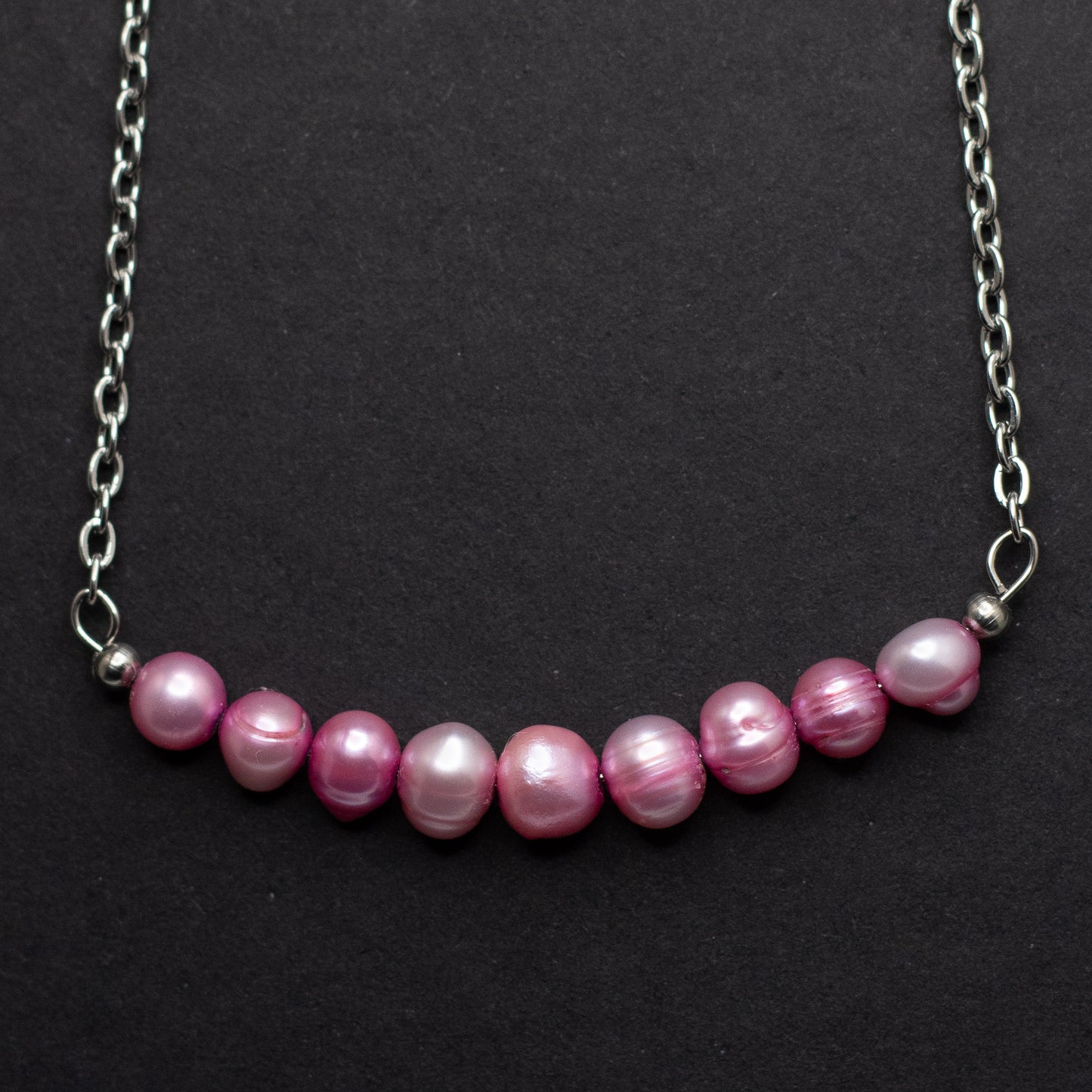 Pink Freshwater Pearl Bar Necklace