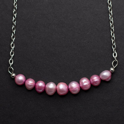 Pink Freshwater Pearl Bar Necklace