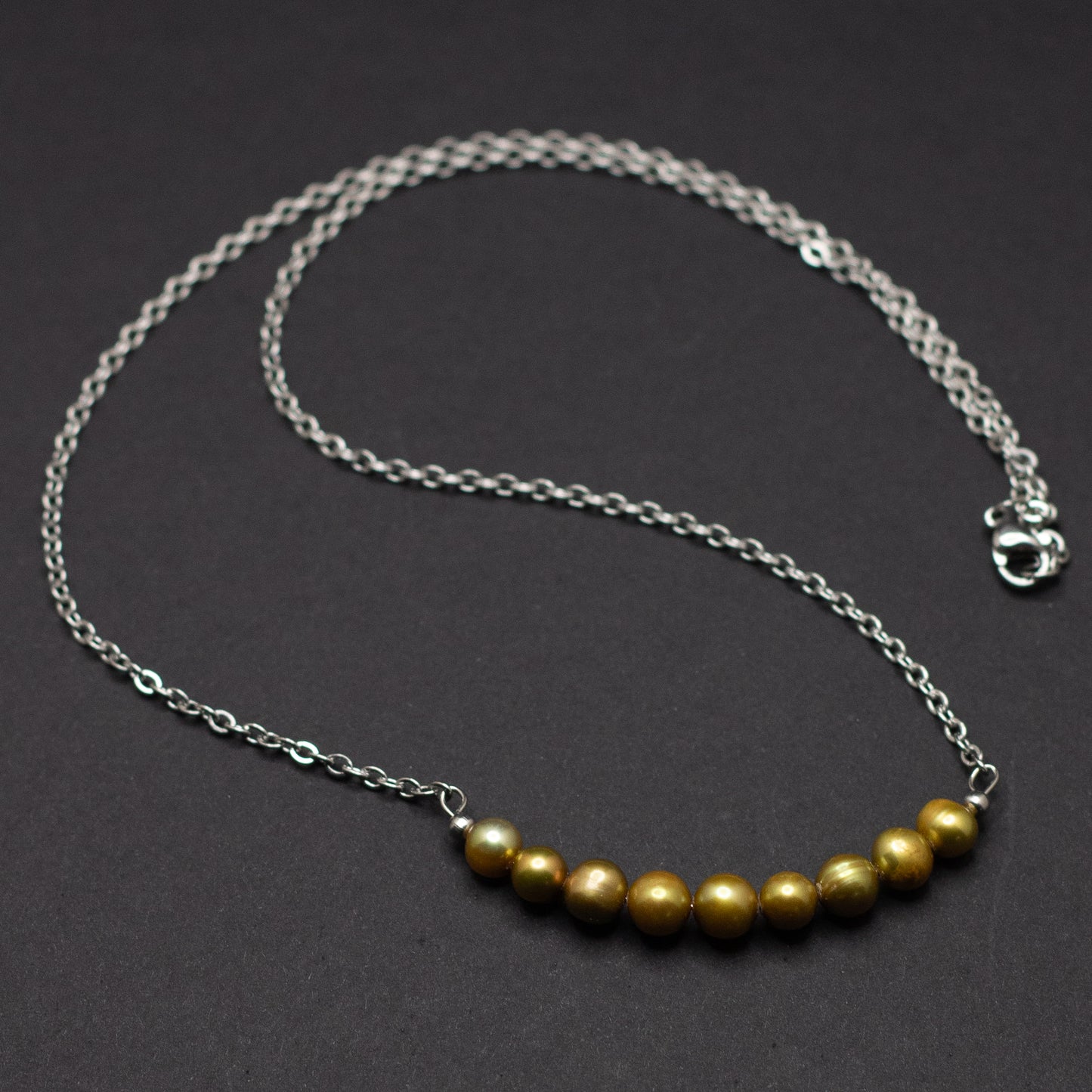 Olive Freshwater Pearl Bar Necklace