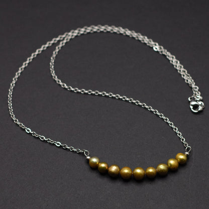 Olive Freshwater Pearl Bar Necklace