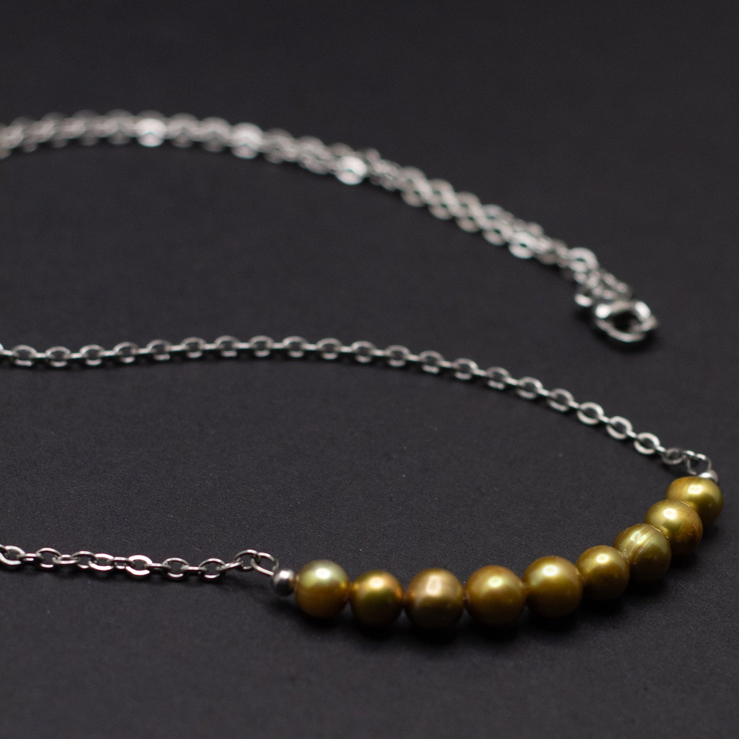 Olive Freshwater Pearl Bar Necklace