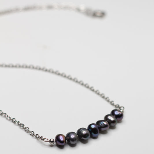 Black Freshwater Pearl Bar Necklace