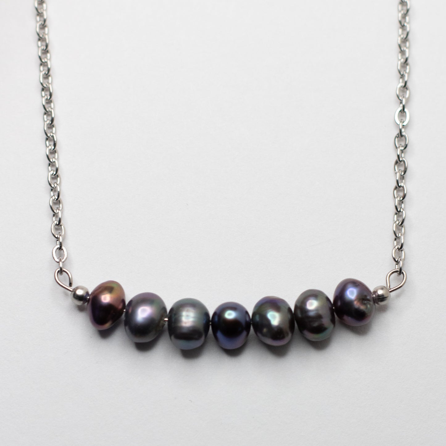 Black Freshwater Pearl Bar Necklace