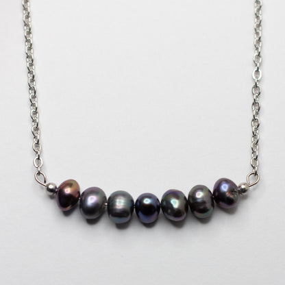 Black Freshwater Pearl Bar Necklace