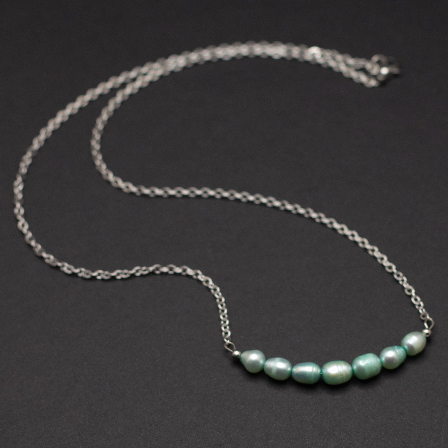 Seafoam Freshwater Pearl Bar Necklace