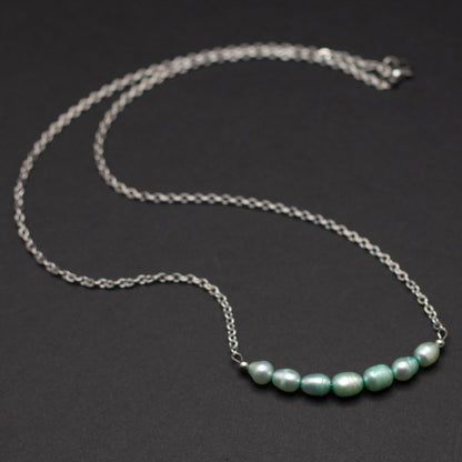 Seafoam Freshwater Pearl Bar Necklace