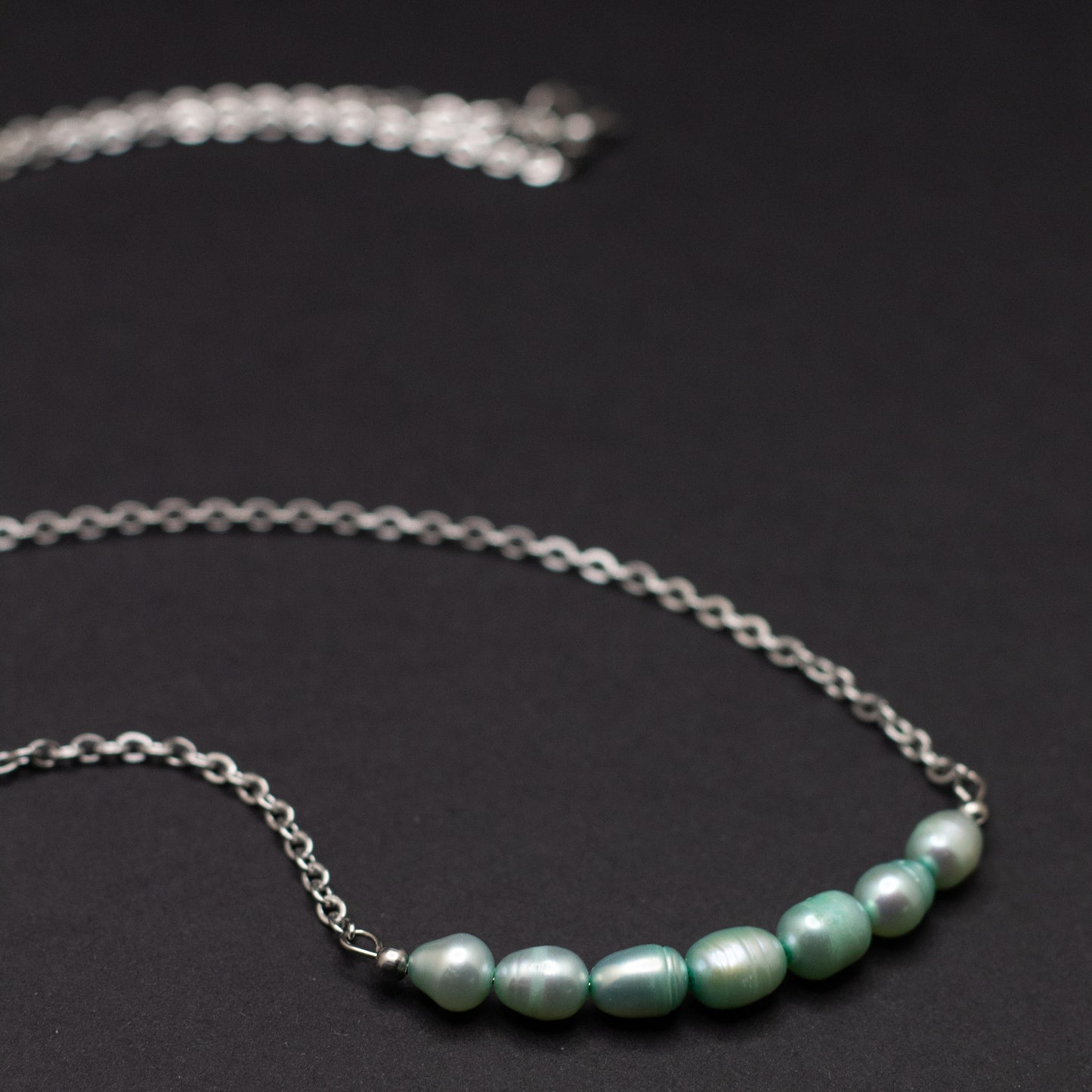 Seafoam Freshwater Pearl Bar Necklace