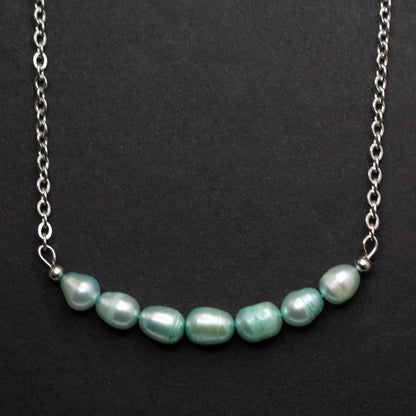 Seafoam Freshwater Pearl Bar Necklace