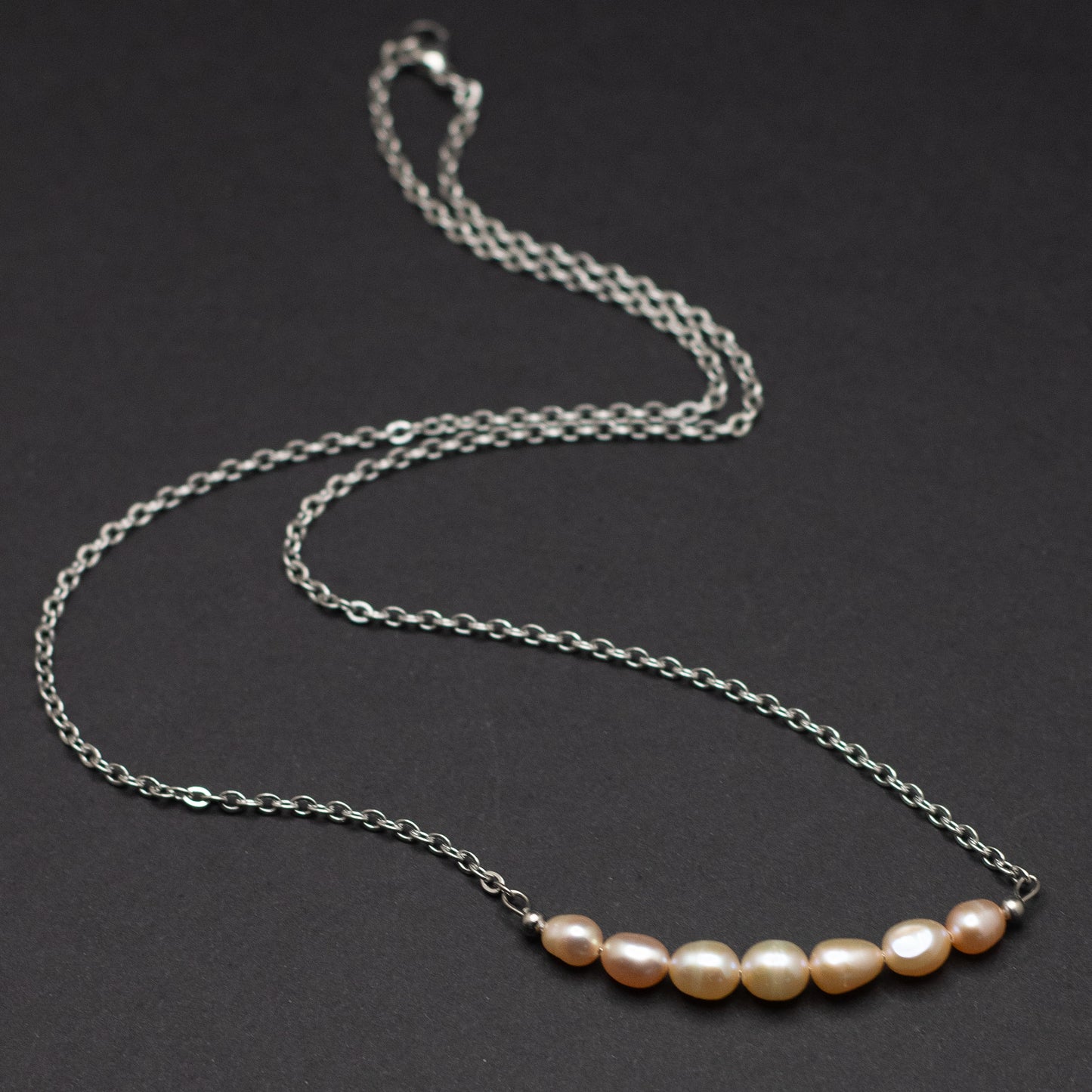 Peach Freshwater Pearl Bar Necklace