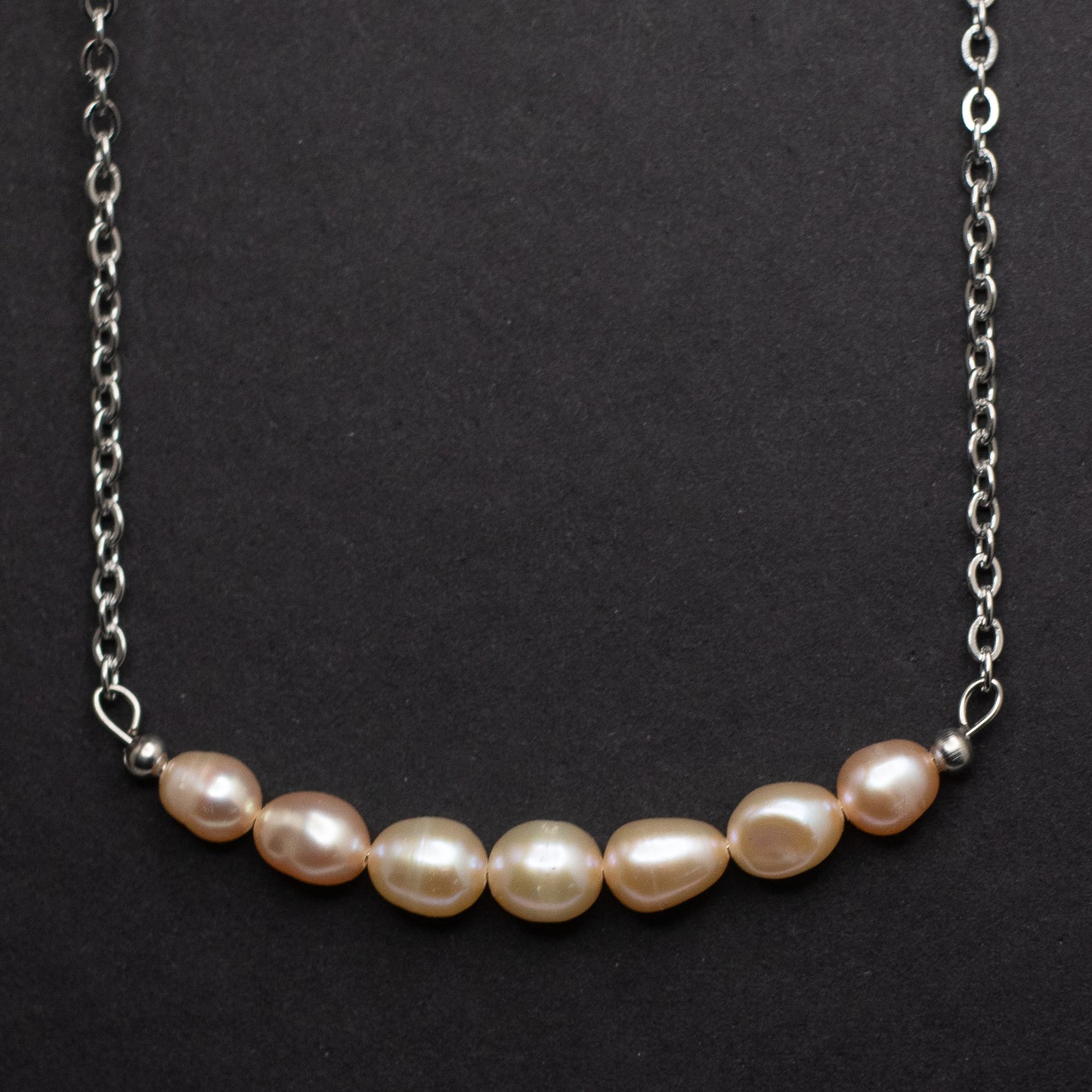 Peach Freshwater Pearl Bar Necklace