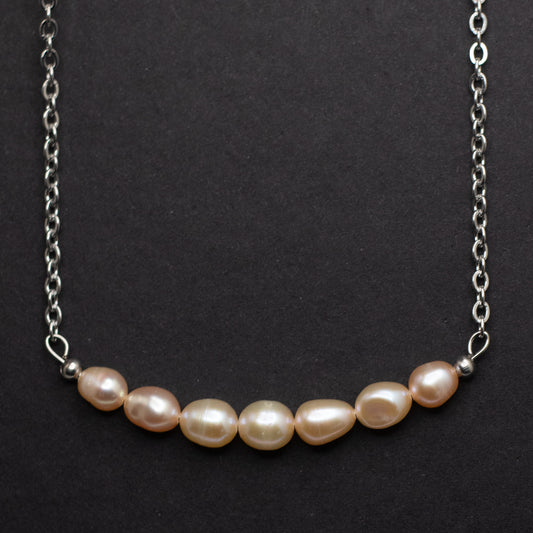 Peach Freshwater Pearl Bar Necklace