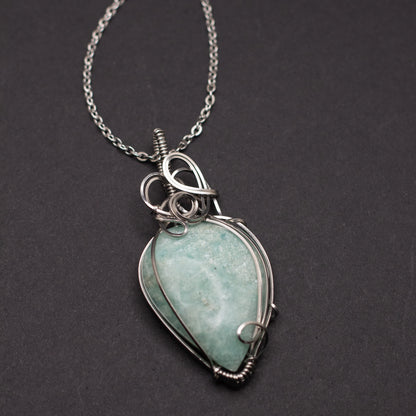 Amazonite Wire Wrap Necklace