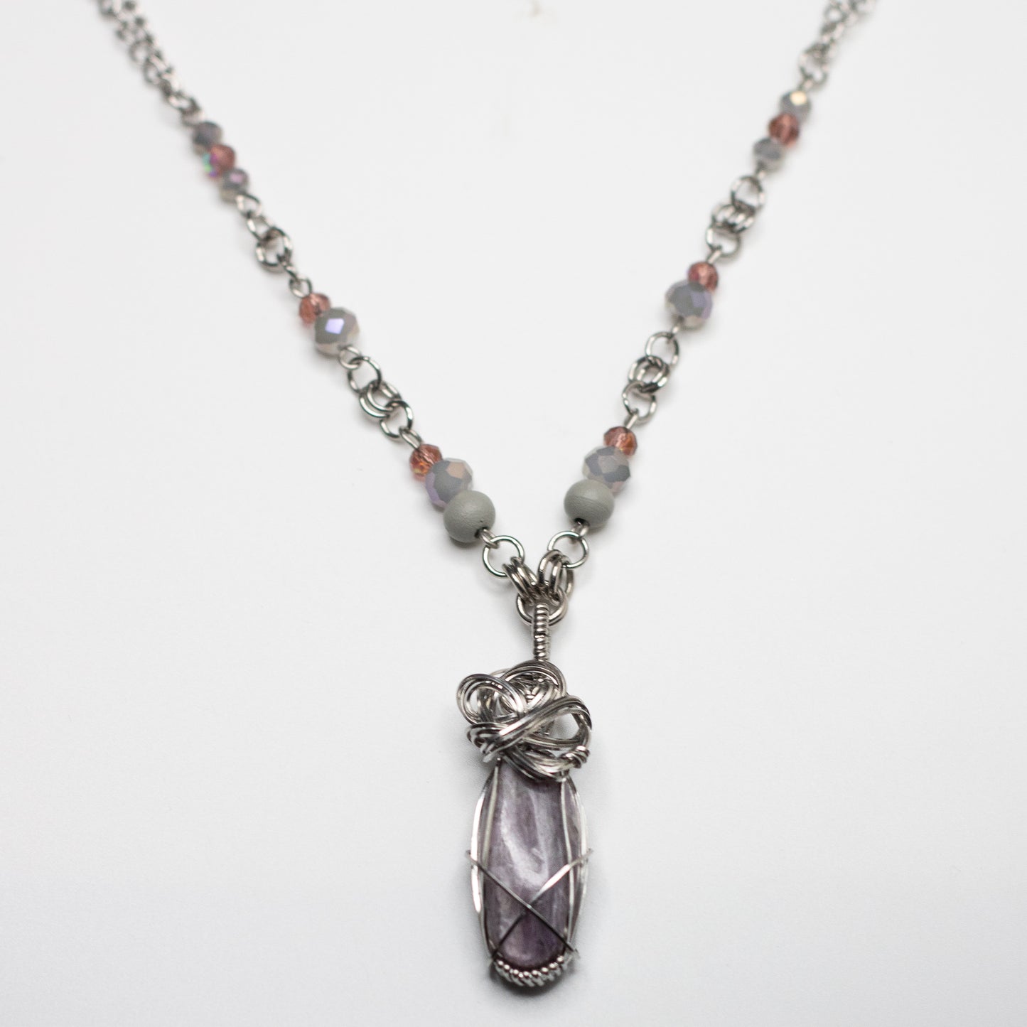 Kunzite Wire Wrap Necklace