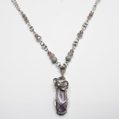 Kunzite Wire Wrap Necklace