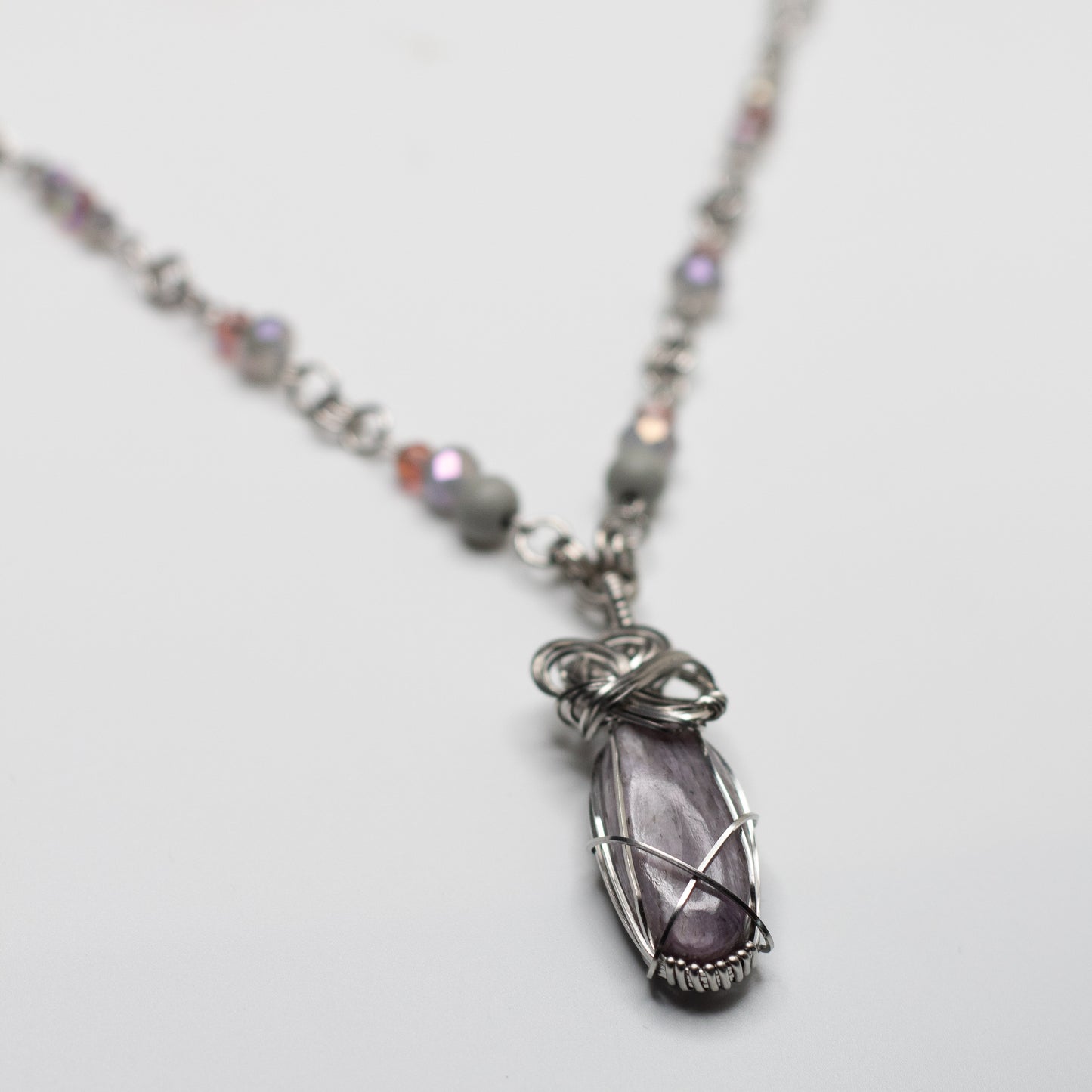 Kunzite Wire Wrap Necklace