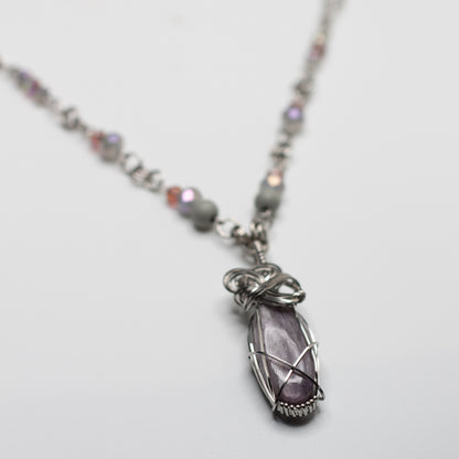 Kunzite Wire Wrap Necklace