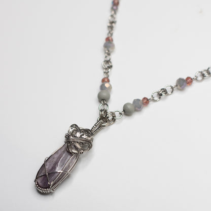 Kunzite Wire Wrap Necklace