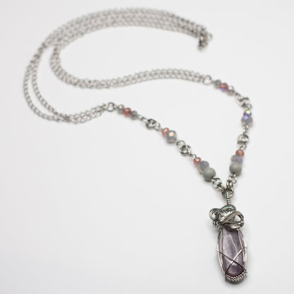 Kunzite Wire Wrap Necklace