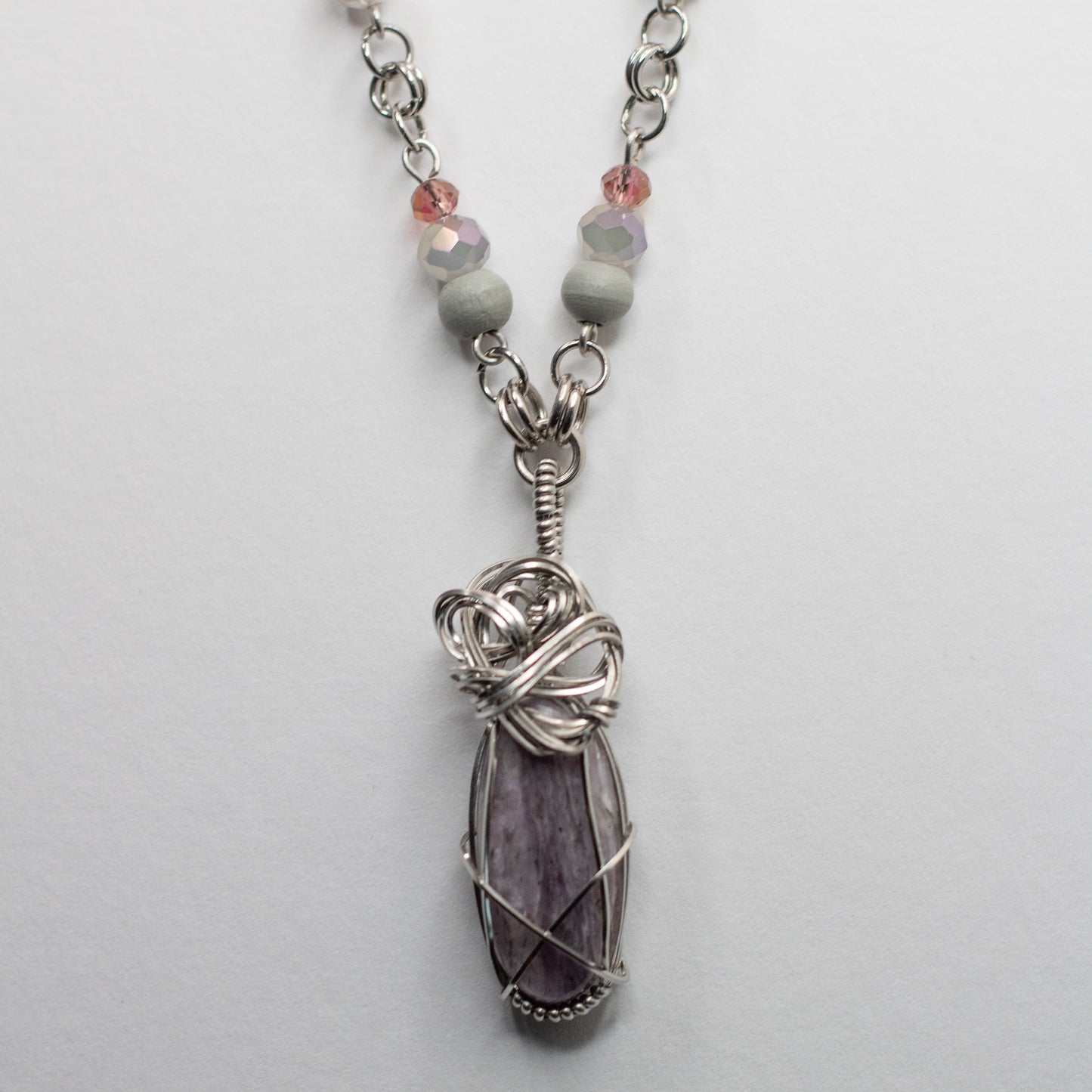 Kunzite Wire Wrap Necklace