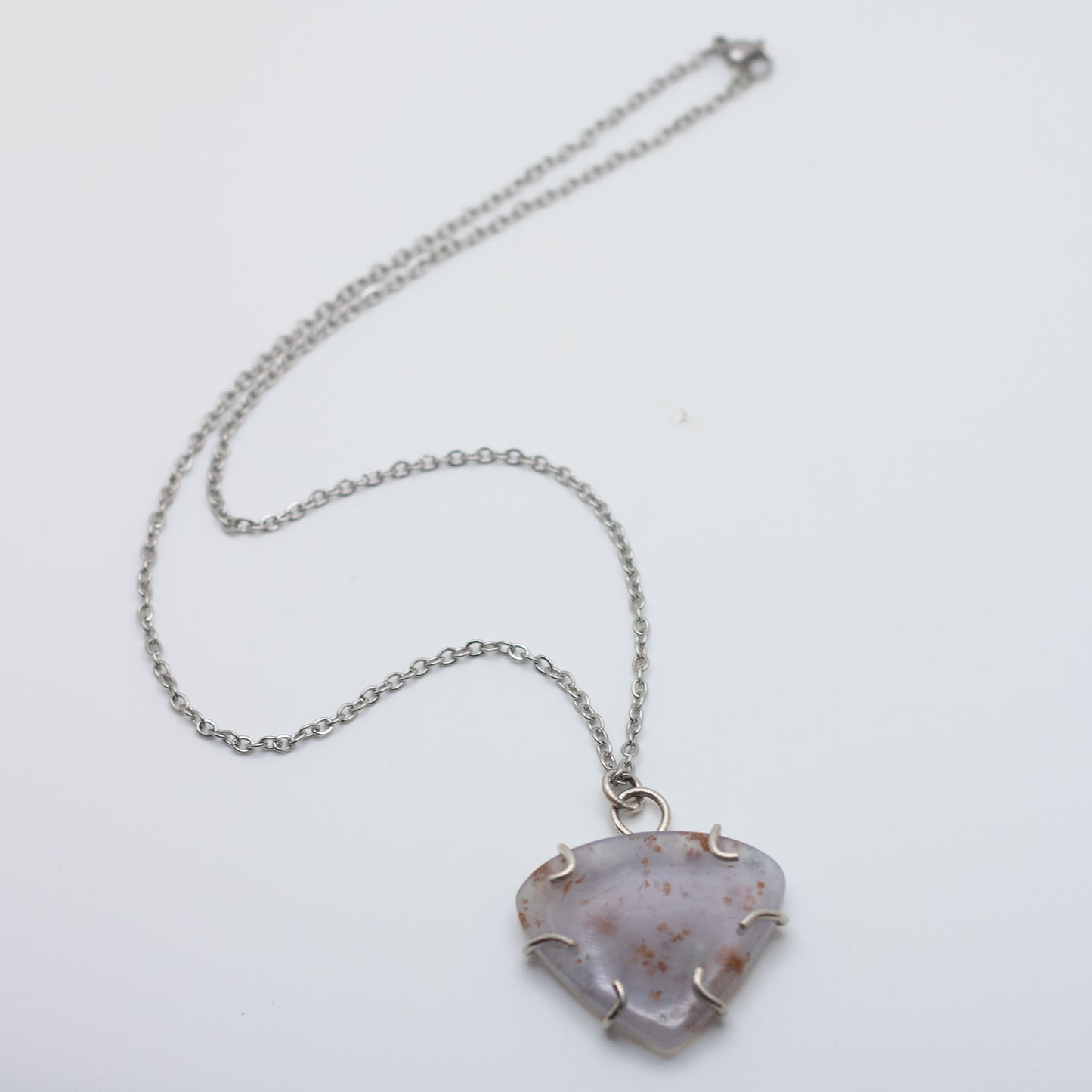 Lavender Moss Agate Wire-Set Necklace | Handcrafted Sterling Silver Pendant