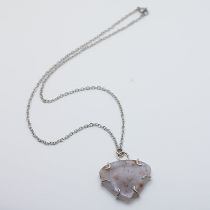 Lavender Moss Agate Wire-Set Necklace | Handcrafted Sterling Silver Pendant