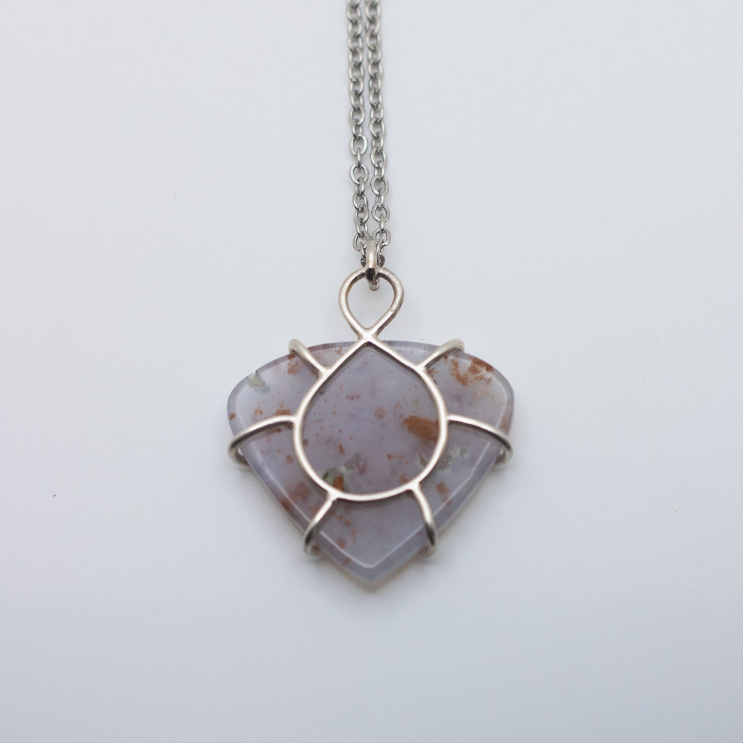 Lavender Moss Agate Wire-Set Necklace | Handcrafted Sterling Silver Pendant